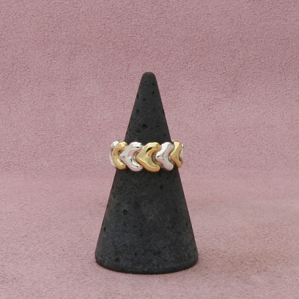 mexico sterling silver vintage two tone band ring size 4.5